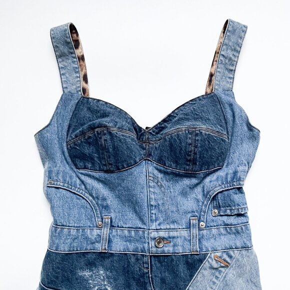 Dolce & Gabbana Patchwork Denim Mini Dress Size IT 44 US 8 NEW NWT - Picture 5 of 14